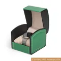 Green and black PU leather watch gift box with beige cushion 9x10x8cm 150g - Chair Style / Green