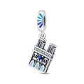 Detalle del dije luminoso de Notre Dame con esmalte azul y circonitas blancas finas - Notre Dame De Paris