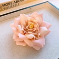Elegant pink floral hair claw clip made of fabric silk with detailed yellow stamens - No.62 Duckbill-Light Pink Flower