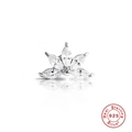 Macro detail of S925 sterling silver lotus stud earring with sparkling marquise stones - #32 Lotus Design / Platinum-Single