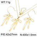 Golden bowknot jewelry set with stainless steel necklace and earrings for women - Gold Bowknot Jewelry Set (KS220647-KFC)