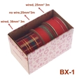 Set of three Christmas ribbons with plaid and stripe patterns in a gift box - Red & Green Ribbon Set