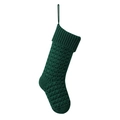 Calza di Natale classica in maglia a trecce verde scuro per decorazioni natalizie - verde scuro