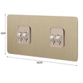 Double adhesive wall hook in brushed gold finish measuring 14cm by 6cm for storage - 6x14cm Brushed Double Claw Hook