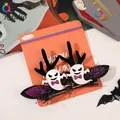 Halloween ghost hair clips set with purple glitter bows and black horns on orange card - Ghost And Antler Hair Clip