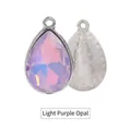 Water drop charm in light purple opal mocha with faceted cut and silver metal base - Light Purple Opal Mocha