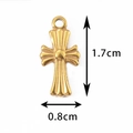 Small gold stainless steel cross pendant with embossed rose pattern 1.7cm x 0.8cm size - Style 1 / Gold