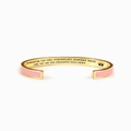 Golden stainless steel cuff bracelet with pink enamel and engraved crown quote - Girls / Pink