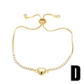 Adjustable golden heart bracelet with sparkling zircon stones and a slider clasp - D-Gold Single Heart