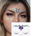 Adesivi per viso FG303 con motivi floreali viola e verdi per il trucco degli occhi - FG303