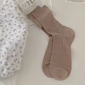 Breathable mocha brown ribbed silk crew socks for women in a cozy aesthetic setting - One Size / Khaki