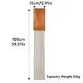 Minimalist white fringe wall hanging with natural wood board and dimensions 15x100cm - White