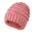 Pink chunky knit beanie for women featuring a thick ribbed cuff for winter warmth - One Size / Pink