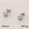 Orecchini a sfera da 6mm in acciaio inossidabile argento con peso di 3g - Colore Argento Pieno (6mm)