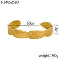 Detailed view of gold leaf texture open bangle with dimensions 6.0cm and 1.2cm width - Gold Leaf Texture (HZ48525B0)