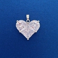 Polished silver heart-shaped pendant with a faceted white crystal stone for DIY jewelry - White Multi-faceted Cut Heart Pendant (737)