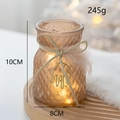 Amber glass Christmas candle holder with warm LED lights and diamond texture - Glove Style / Pink