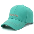 Mint green baseball cap with Pickles 3D embroidery on a minimalist white background - Lake Blue