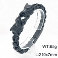 Bracciale da uomo con testa di lupo in acciaio al titanio nero e catena bizantina - Nero (KB208302-KFC)