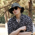 Men's outdoor grey-green camo sun hat with adjustable windproof cord for summer hiking - Adjustable / Army Green Ink Wash
