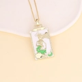 Collier avec pendentif Tarot de l'Impératrice en or 18K et émail vert élégant - 1# Vert (L'Impératrice)