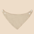 Muslin cotton baby bandana bib in khaki with adjustable snap fasteners on soft fabric - Khaki