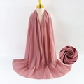 Solid pink pearl chiffon hijab scarf for women displayed on a white mannequin - Pink
