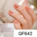 Detail of pink floral nail stickers QF642 featuring delicate patterns and 14 pieces set - Nude Pink Exquisite Floral Soft Style (QF642)