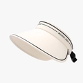 Beige open-top sun hat with black trim and MENGLANDI text for outdoor protection - Adjustable / Beige