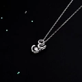 Silver 925 Arabic calligraphy necklace with shimmering zircon on black background - Style Y Alphabet (NS869)