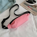 Pink canvas waist bag with adjustable black strap for women casual sports cross body bag - Rose Red