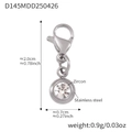 Anhänger aus Edelstahl mit rundem Zirkonia und Karabinerverschluss für DIY-Schmuck - Silberner Zirkon Anhänger