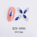 Dettaglio di strass per unghie marquise blu scuro 6x13mm con bordo in metallo argento - Stile Marquise Grande Blu Scuro (8996)