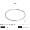 Technical drawing of a 3mm polished stainless steel bangle with dimensions and weight - Silver