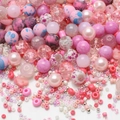 Mixed pink DIY jewelry beads set with imitation pearls and acrylic gradient glass beads - Pink Series