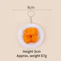 Realistic food model keychain with orange glazed pieces on a white plate, 9cm long - 9cm / Yellow Peach - Keychain