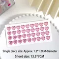 Pink heart-shaped acrylic diamond stickers for DIY crafts, 32 pieces set on a tray - M Size Pink (36 Pcs/Sheet)