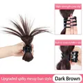 Dark brown messy bun hair claw clip with internal straps for high ponytail hairstyles - Shuttlecock Style Claw Clip / Dark Brown