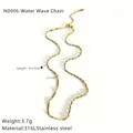 Close-up of 316L stainless steel 18K gold water wave chain with size and weight specs - Gold Water Wave Chain