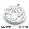 Silver Tree of Life pendant in circular stainless steel design with 25mm width - Silver Hollow Round Tree of Life Style (KLJ5812-Z)