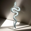 Elegant silver snake brooch pin in high-polished metal with a realistic winding design - Smooth Surface Snake Silver