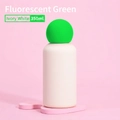 Ivory white 350ml stainless steel insulated water bottle with fluorescent green spherical cap - Ivory White Body with Neon Green Ball Lid