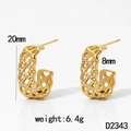 Detail view of gold lattice earrings with diamond inlay showing 20mm height dimensions - Gold (D2343)