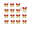 Set mit 14 rot-goldenen Weihnachtsschleifen zur Baumdekoration in der Größe 5x5cm - Rot und Gold