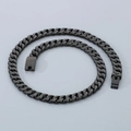 12mm black stainless steel Cuban link chain necklace with polished black finish - Black (KN282332-KJX)