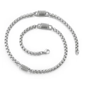 Punk style stainless steel square pearl necklace with spiral charms on white background - 500x5mm / Silver Necklace