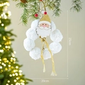 Plüsch-Weihnachtskranz mit weißen Pompons, goldenem Weihnachtsmann und Glocken - Weihnachten Weihnachtsmann Kranz