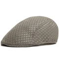 Taupe breathable mesh flat cap for summer featuring a classic ivy style profile - Adjustable / Light Khaki