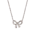 Minimalistische zilveren halsketting met strikhanger en gepolijste metalen ketting - Strik Hanger Ketting / Zilver