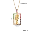 Collana rettangolare dorata della Vergine Maria con zirconi multicolore e misure - Oro Colorato